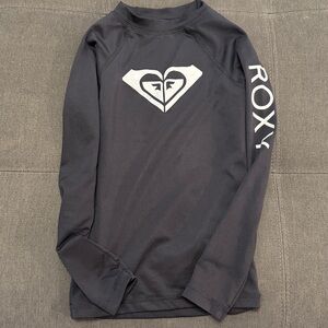 Roxy Charcoal Rash Guard with White Logo